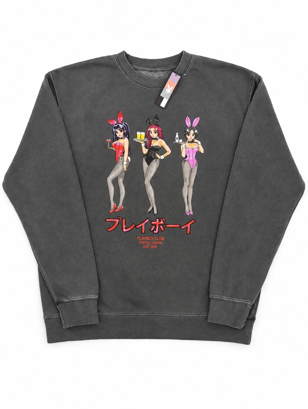 Playboy x Color Bars Tokyo Club Happy Hour Crewneck Sweatshirt Large NWT